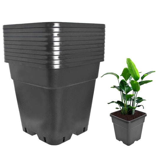 LiGuVCY Plant Pots Flower Pot 10-Pack 2 Gallon Planter Nursery Pot Garden Seedling Planters Containers Plastic Injection Molded Pots with Drainage Holes for Outdoor Indoor Plants Vegetables, Black