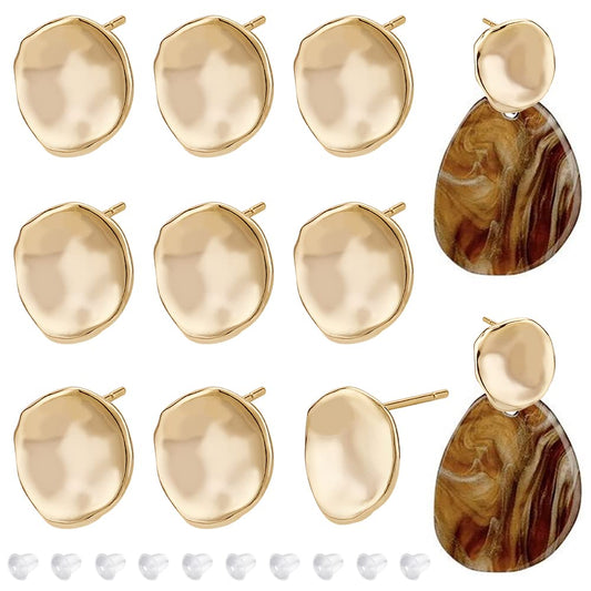 BENECREAT 12PCS 18K Gold Plated Earring Studs with Vertical Loops, 40Pcs Plastic Ear Nuts for DIY Jewelry Making