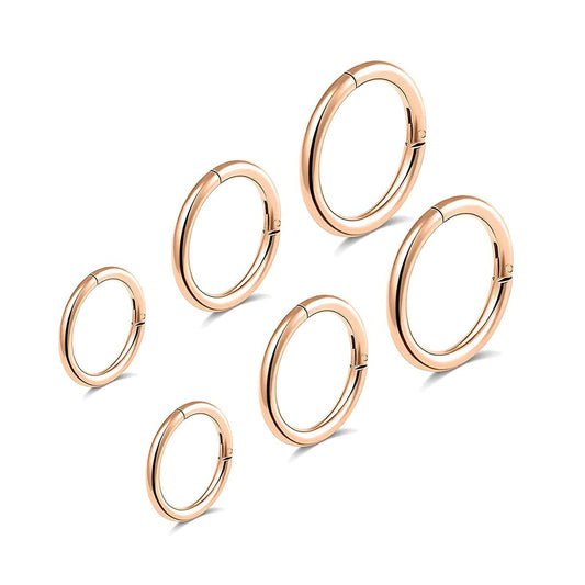 BOGKU 6pcs G23 Titanium Septum Rings 16G Diameter 6mm/8mm/10mm Hinged Nose Ring Hoops for Women Men Girls Cartilage Hoop Earrings Body Piercing Rings Lip Rings