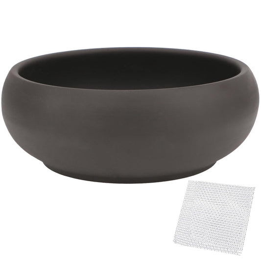 Bonsai Pot 8" Unglazed Round Ceramic Succulent Planter + Drainage Screen