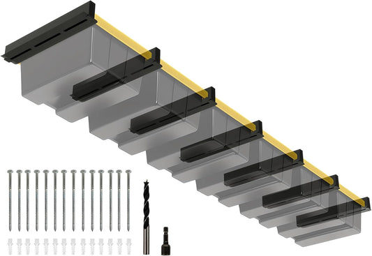 Overhead Garage Storage Rack - Heavy Duty Ceiling Racks for 6 Bins | Powder Coated Design
