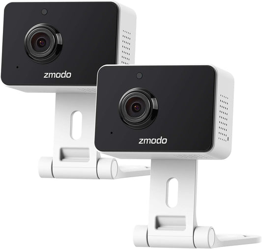 Zmodo 1080p (2 Pack) Mini WiFi Pet Camera Two-Way Audio Smart Home Camera with Night Vision, Compatible with Alexa