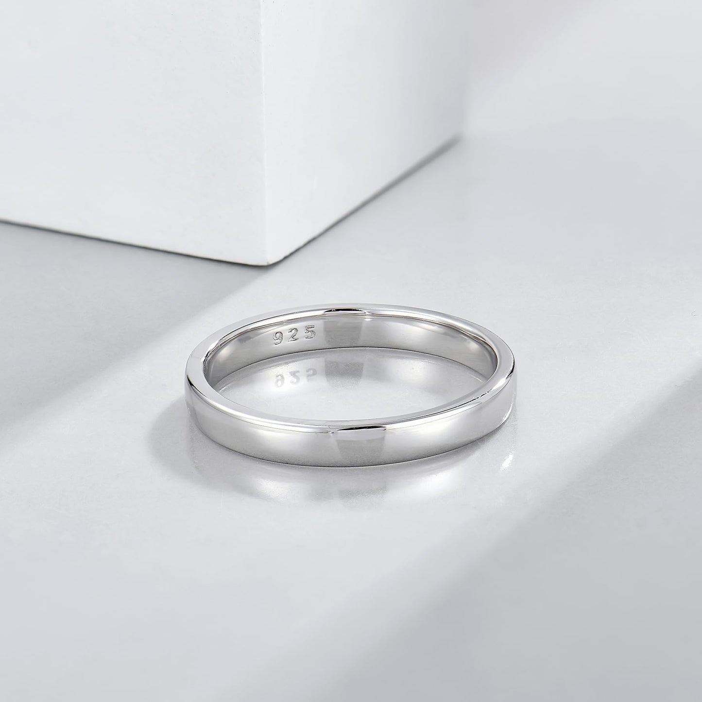 STARCHENIE Solid 925 Sterling Silver 3mm Wedding Band Ring, Comfort Fit High Polish, for Men and Women (Size 7)