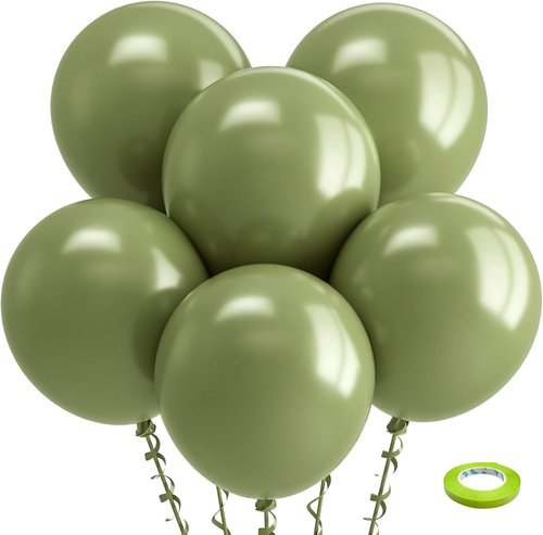 Bezente Sage Green Balloons - 18 Inch Large Olive Green Latex Balloons | 30 Pack for Parties & Events