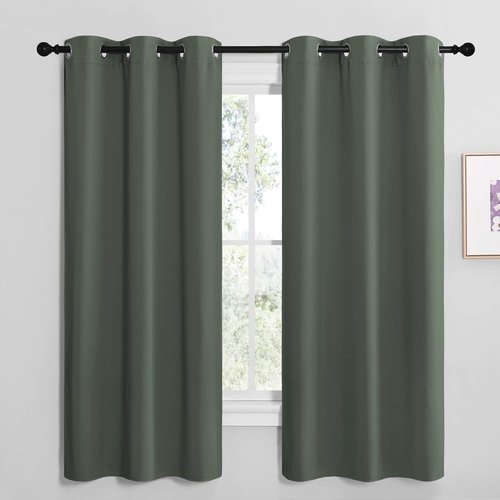 NICETOWN Blackout Curtain Panels - Thermal Insulated Grommet Drapes for Dining Room | Dark Mallard, 42x68-Inch (1 Pair)