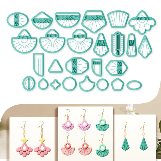 beinkmake 26pcs Tassel Earring Polymer Clay Cutters Set Fringe Clay Tools for Jewelry Making DIY Polymer Clay Cutter