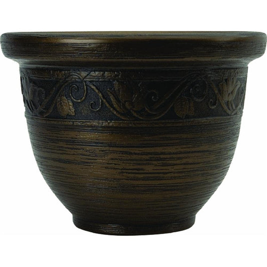 Round Resin Planter - The HC Companies 19-Inch Decorative Glaze Resin Pottery Flower Pot Planters for Indoor/Outdoor Plants Celtic Bronze (ZEA19001P54)