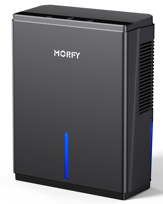 MORFY Dehumidifier, 80 OZ Small Dehumidifier for Bedroom, Bathroom, RV, Closet, Dual-Semiconductor Quiet Dehumidifiers for Home Room with Drain Hose, 7 Colors LED Auto Shut Off
