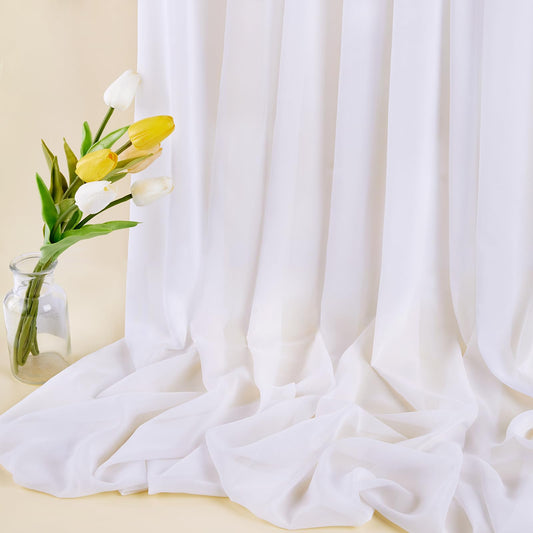 3 Yard White Chiffon Fabric by The Yard, 58 Inch Wide Elegant Sheer Chiffon Fabric for Wedding Costume Sewing Clothing Crafting Table Runner DIY Project