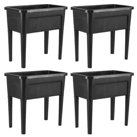 ZIWQPIHT 4 Pcs Plastic Raised Garden Beds with Legs，16 Gallon Outdoor Elevated Garden Planter Box，Perfect for Flowers, Vegetables, and Herbs