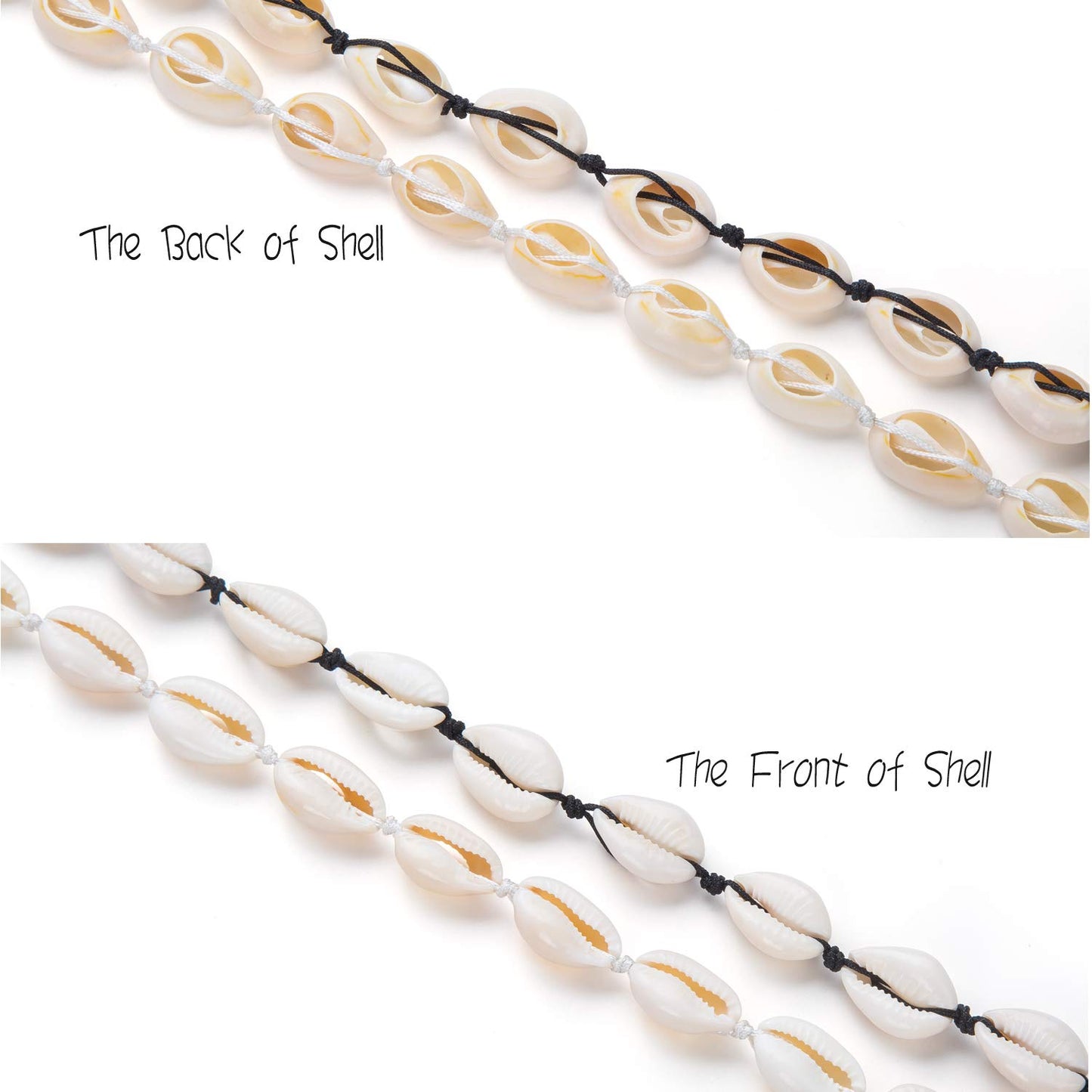 Nackiy Handmade Sea Shell Necklace for Women Summer Adjustable Natural Shell Collar Necklace(Beige Braided Rope)