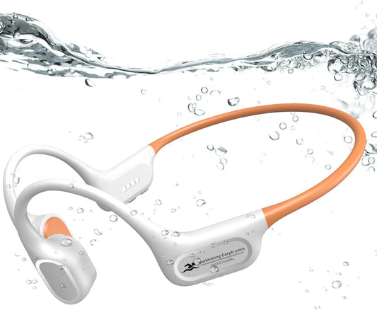 2026 IP68 Swimming 32GB MP3 Swimming/Marathon/Cycling(Orange Bone Conduction Bluetooth Headphones-SwimBeats, Waterproof
