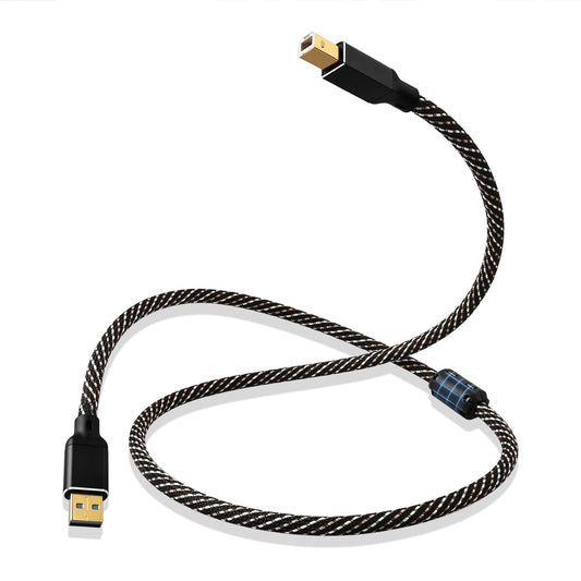 3.0 4.92ft B,4N Core,24K Card,Mixer,Synthesizer(4.92ft/1.5m) USB HiFi Audio Cable -USB A to USB OFC Gold-Plated