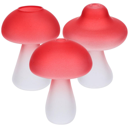 Garneck 3pcs Glass Mushroom Terrarium Vases Hydroponic Decorative Flower Vases for Home Desktop Plant Propagation Red Glass Ornament