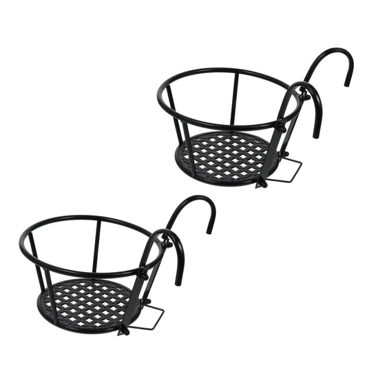 PRETYZOOM 2pcs Hanging Balcony Plant Rack Iron Flowerpot Holder Sturdy Succulent Stand for Outdoor Indoor Garden Patio Decoration
