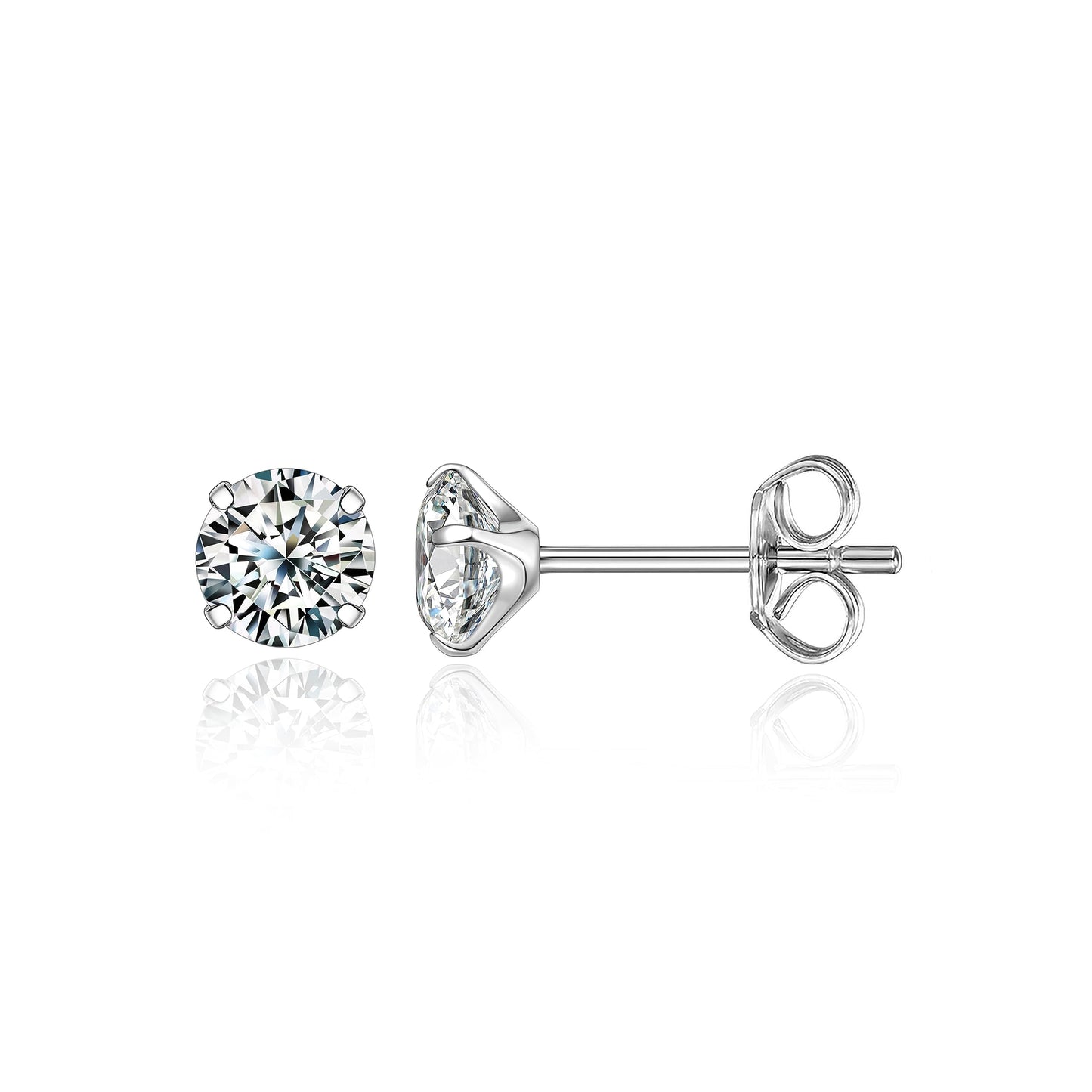 Limerencia G23 Pure Titanium Earrings F136 Implant Grade Titanium Studs 20G Hypoallergenic Round Cubic Zirconia/Princess-Cut/Square/Ball Earrings for Women Men Sensitive Ears(4mm Cubic Zirconia)