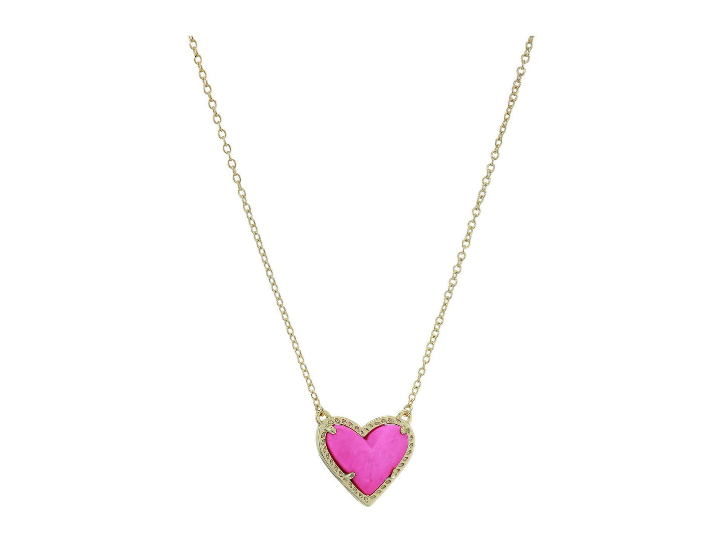 Kendra Scott Ari Heart Adjustable Length Pendant Necklace for Women, Fashion Jewelry, Gold-Plated Over Brass, Magenta