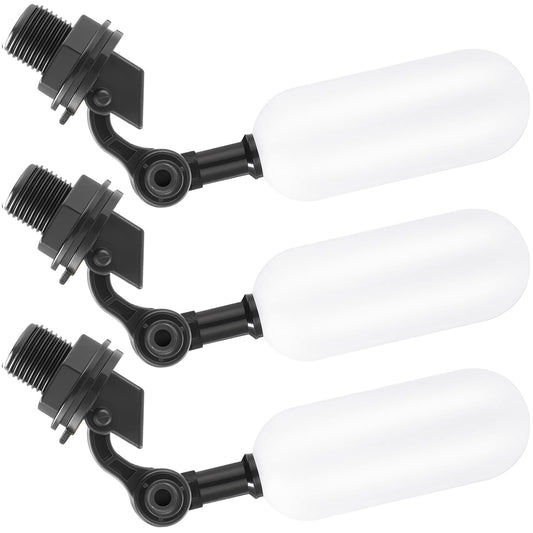 Blulu 3 Pack Float Valve, 1/2 Inch Automatic Pool Fill Float Ball Valve with Adjustable Arm for Ponds, Livestock Water Trough, Aquariums, Water Tank Level Control, Aquaculture(Black)