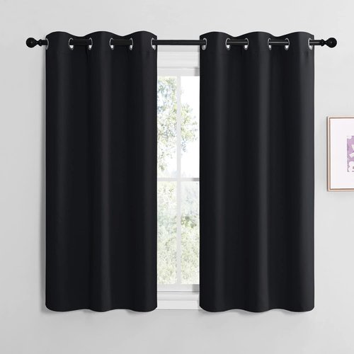 NICETOWN Blackout Curtains - Thermal Insulated Grommet Drapes for Cafe | Set of 2, 42"x48", Black