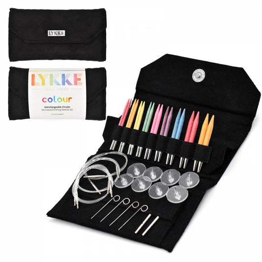 3.5" Interchangeable Knitting Needle Set in Lykke Crafts Black Vegan Suede