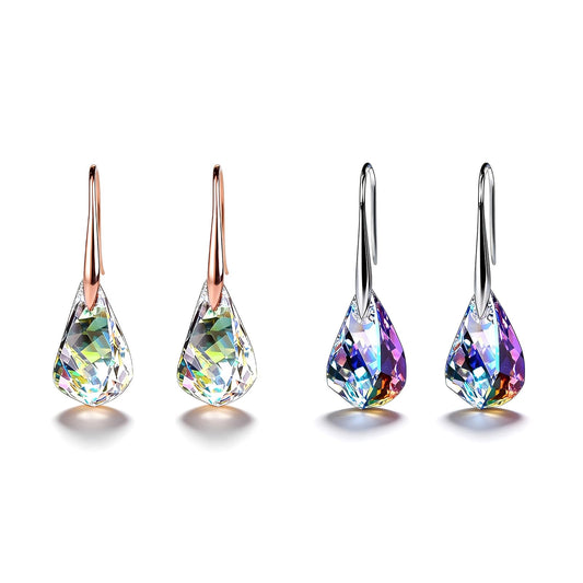 2Pcs Quartz Stone Earrings for Women Crystal Sparkling Dangle Earring Trendy Jewelry Birthday Gifts for Women