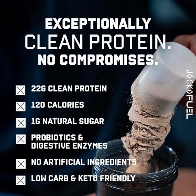 Jocko Fuel Mölk Whey Protein Powder - Keto, Probiotics, Digestive Enzymes, Amino Acids, Low Sugar Monk Fruit Blend - Supports Muscle Recovery & Growth (24 Servings, Cookies & Cream)