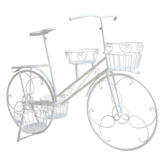 ntumLeap Wrought Iron Plant Stand Flower Pot Cart Holder with 4 Baskets - Outdoor Garden Plant Holder for Home Deck Garden Patio by Bicycle Holder Display Rack,D