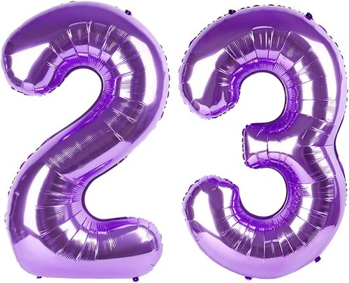 Big Foil 23 Balloon - Purple 40 Inch Number Balloon for 23rd Birthday & Graduation Celebrations