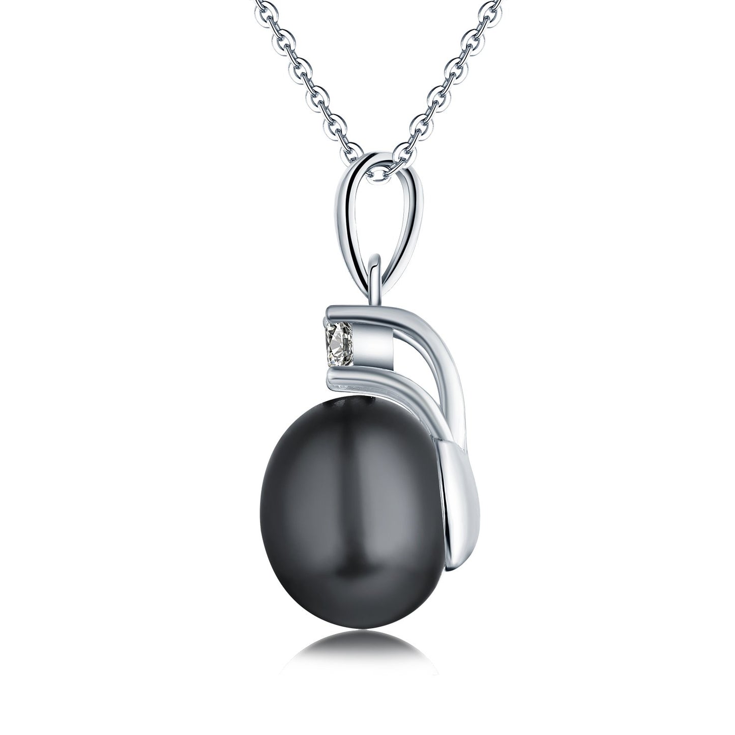 JO WISDOM 925 Sterling Silver Black Freshwater Cultured Pearl Pendant Necklace Jewelry for Women