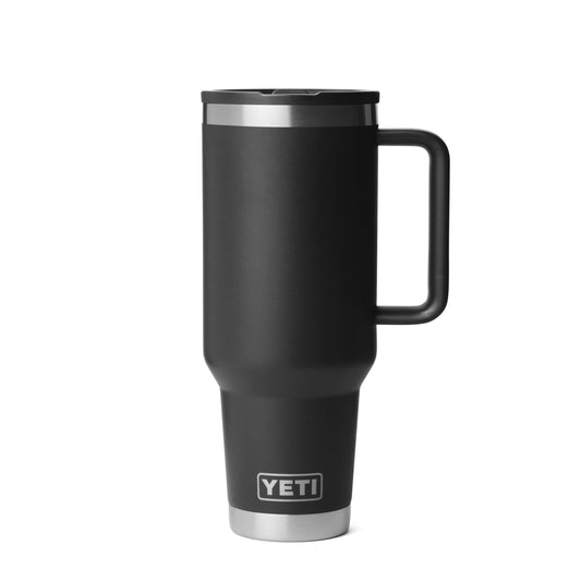 YETI Rambler 40 oz Travel Mug with Flip Straw Lid – Stainless Steel, Vacuum Insulated, Leakproof, Cup Holder Friendly, Black