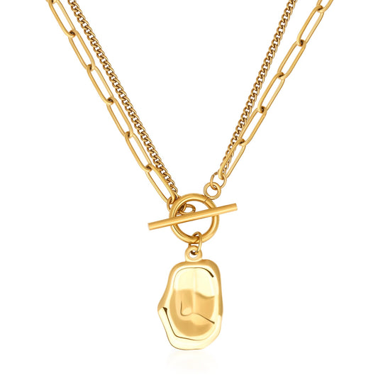 BONJOULRY Chunky Gold Necklace for Women, 18K Waterproof Heart Necklace Statement Necklace Gold Charm Necklace Chunky Jewelry Paperclip Chain Choker Gift for Women (Baroque Lumina)