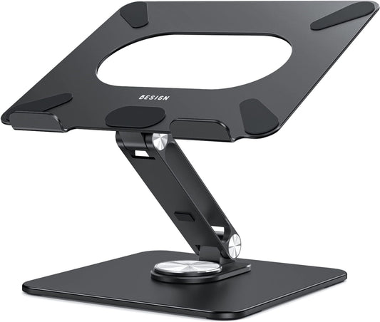 BESIGN LSX7 360 10-15.6" Laptop Stand with Rotating Base, Ergonomic Adjustable Notebook Riser, Foldable Computer Holder