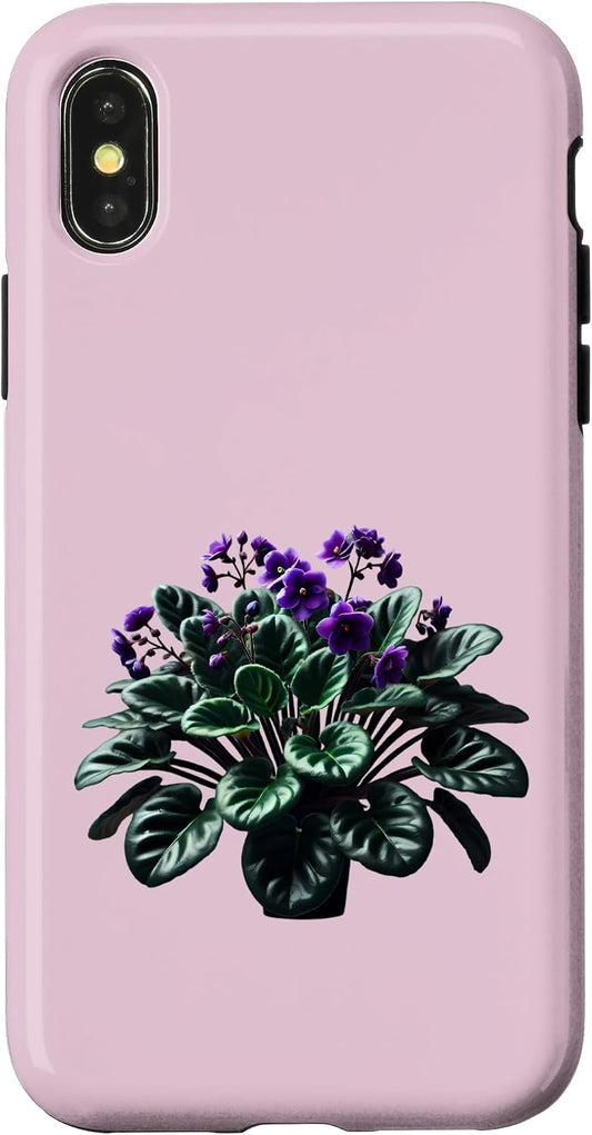 African Violet Lover Gifts and Apparel African Violet Flower Plant Botanical Case for iPhone X/XS
