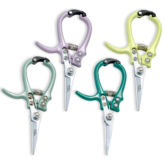 Modern Sprout Pruning Shears - Herb Snipping Scissors- Lightweight Gardening Tools W/Easy Lock - Flower Cutter Garden Shears - Carbon Steel Blade + Plastic-Free Reusable Holster (Multicolor 4 Pcs)