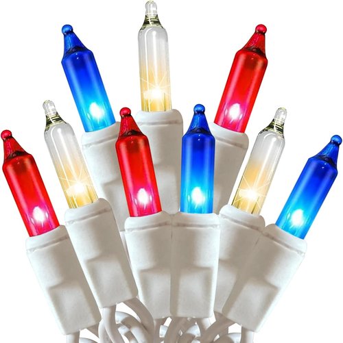 HISHINY Mini String Lights - 100 Count Red, White & Blue Patriotic Decorations | 21 Feet for 4th of July & Holiday Celebrations
