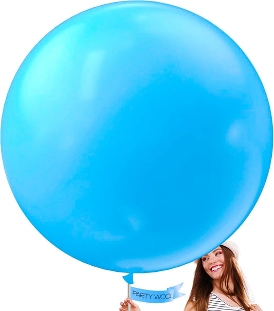 PartyWoo Light Blue Balloons - 36 Inch Pastel Latex Helium Balloons for Baby Showers & Celebrations