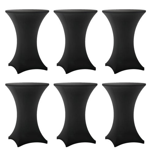 Lemict Cocktail Table Covers - 6 Pack 32x43 Inch Table Cloth - Black Fitted Stretch Spandex Round High Top Tablecloth for Party, Bar, Birthday, Pub, Banquet