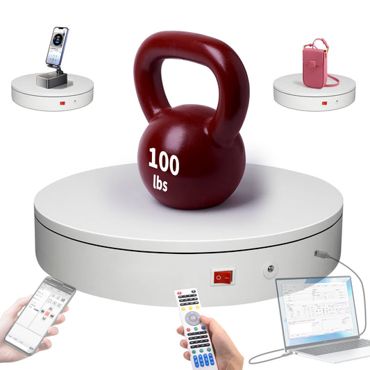 Programmable Motorized Electric Turntable Rotating Display Stand Rotating Platform Spinning Platform Secondary Development Motorized Electric Lazy Susan for 3D Scaner or Display with USB/Bluetooth