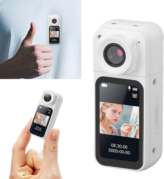 1080P Zyyini Action Camera, Mini Body Wearable Portable Thumb Camera Video Recorder with Magnetic Lanyard, One Click