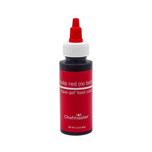Chefmaster Liqua-Gel Food Color - Tulip Red, 2.3 oz | No Taste, Perfect for Baking & Decorating