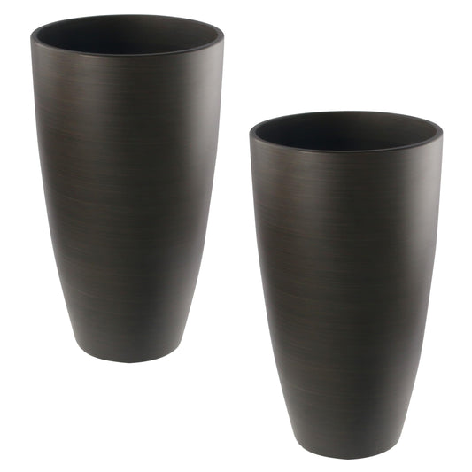 Goldshire 2 Packs 21 inch Tall Planter, Indoor Outdoor Round Planter for Porch, Large Plant Pot with Drainage Hole for Home Garden Front Door, Modern Decorative Pots for Plants (Dark Brown)