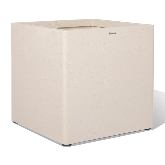 TerraDeco 20 Inch Square Concrete Planter（20Lx20Wx20H，48 Pounds）,Durable All-Weather Use with Drainage Holes,Large Square Planter for Outdoor Indoor Plants