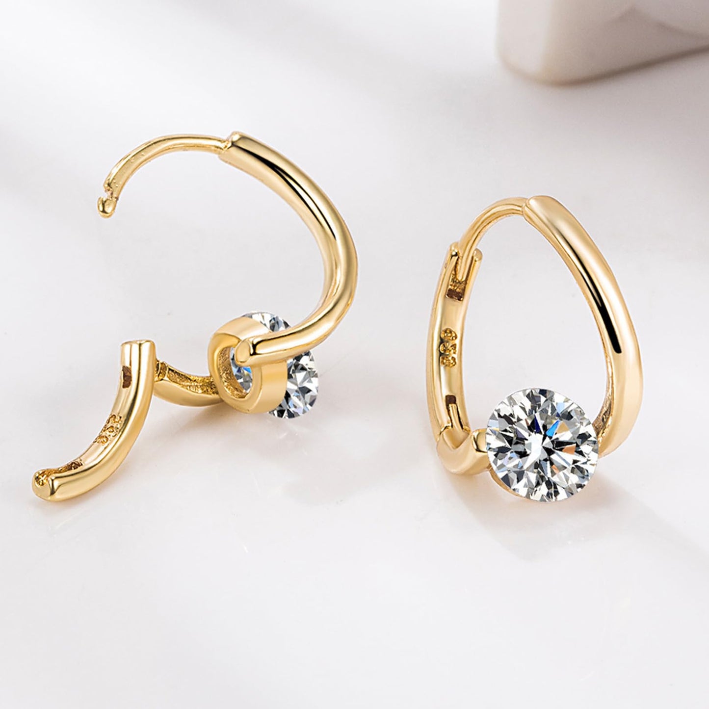 Histone Lymphvity Slimming Earrings for Weight Loss Women 2 Pairs Flysmus Drainage Germanium Earrings Minimalist CZ Hoop Earrings Charm Jewelry Gift(A)