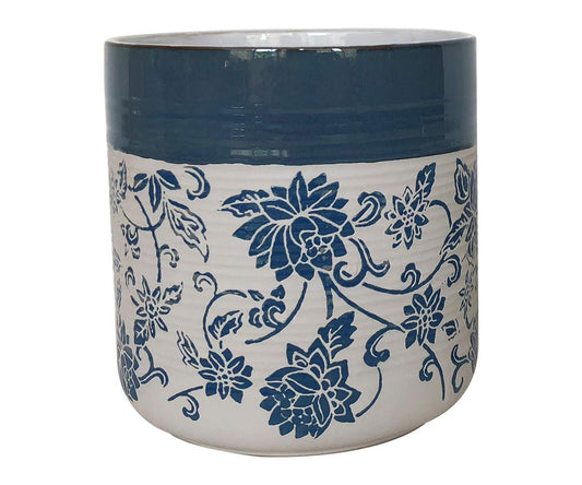 Blue Sky Ceramic Rambling Floral 6.5'' Flower Pot, Multi Color