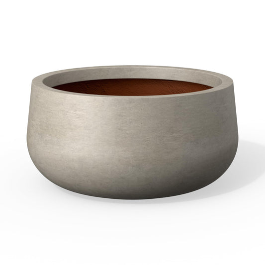 Kante 11.8 Inch-Dia Round Concrete Bonsai Planter with Drainage Hole, Large Plant Pot for Indoor Outdoor Plants, Suitable for Patio, Garden, Home, Weathered Concrete Finish with Painted Interior