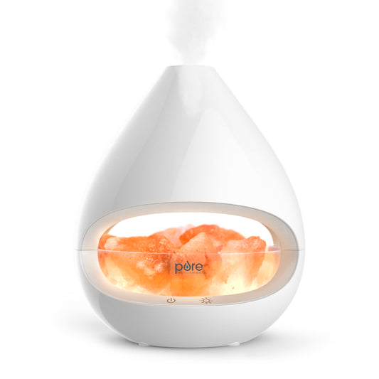 Pure Enrichment PureGlow Crystal - 2-in-1 Himalayan Salt Lamp & Ultrasonic Essential Oil Diffuser, Original Salt Therapy Lamp, 100% Pure Himalayan Salt, Ambient Glow, 160 mL 16-Hour Tank (White)