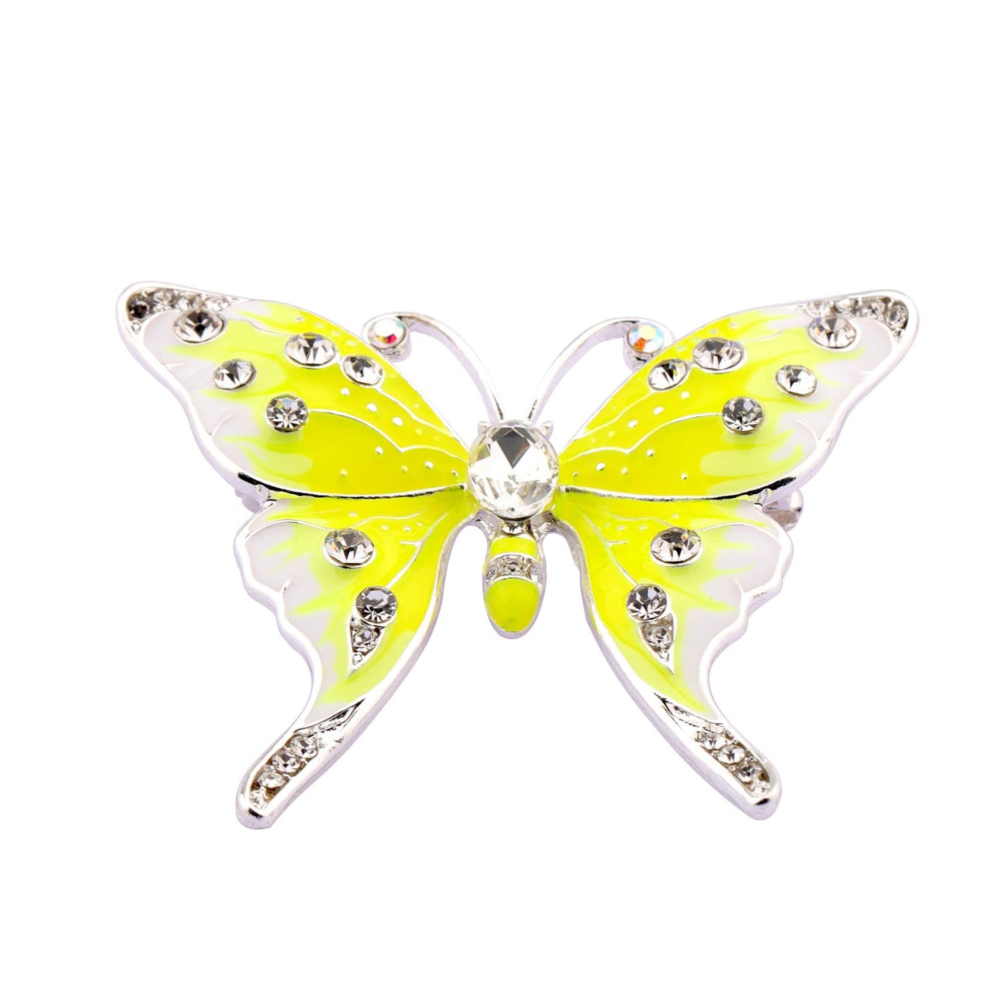 FEELMEM Crystal Rhinestone Butterfly Brooch Pin Blue Color Butterfly Brooches for For Women Wedding/Banquet/Birthday Party (yellow)
