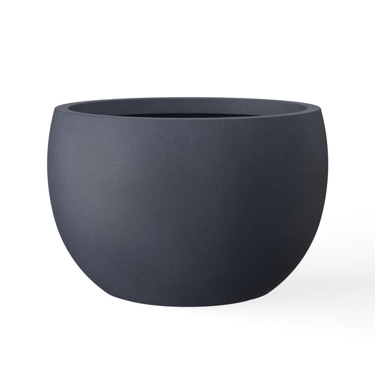 Kante 11.8" Dia Round Concrete Planter, Outdoor/Indoor Large Bowl Plant Pots with Drainage Hole and Rubber Plug for Garden Patio Balcony Home, Charcoal