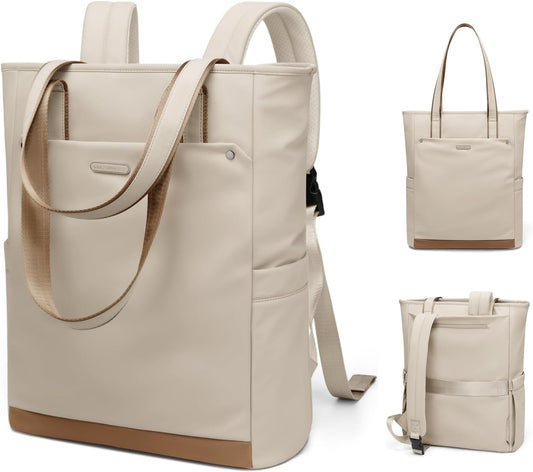 Backpack Backpack Leisure,16 Inch,Apricot Convertible Laptop for Women Men Carry on Tote Teacher Bookbag for College