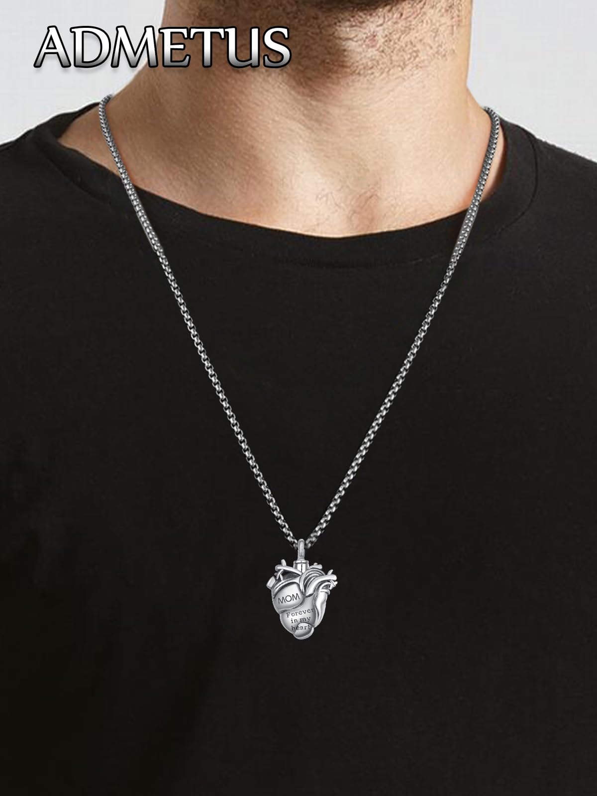 Anatomical Heart Urn Necklaces for Ashes Sterling Silver Ash Pendants Cremation Jewelry Mom Keepsake Pendant Memorial Jewelry Gifts for Loss of Mom